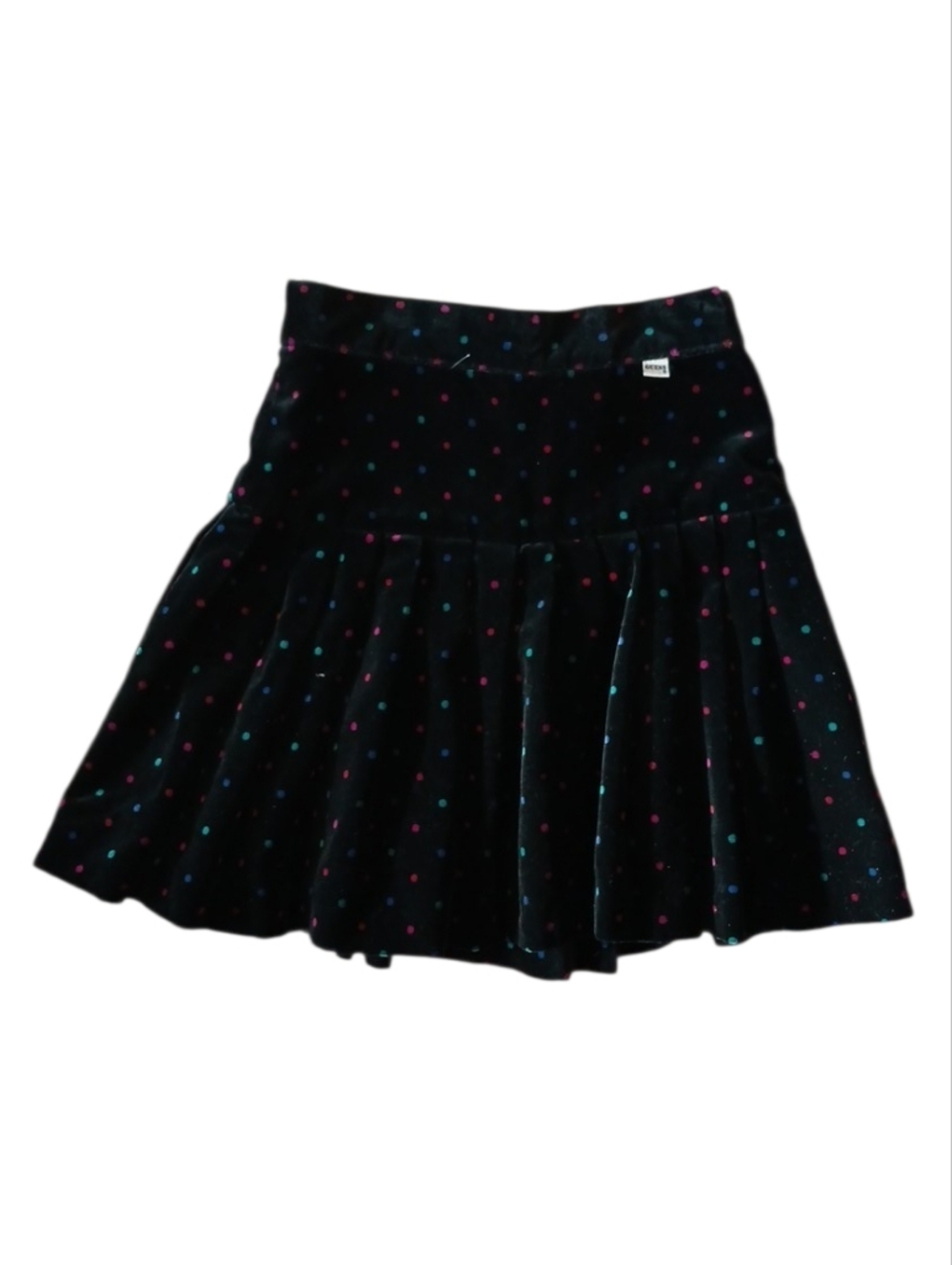 Vintage Guess Georges Marciano Black Velvet Polka Dot Pleated Skirt Girls/14‎